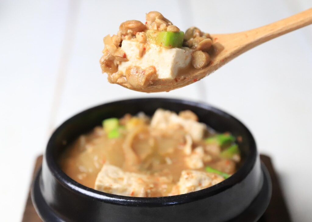 Cheonggukjang Korean fast-fermented soybean paste in a traditional bowl