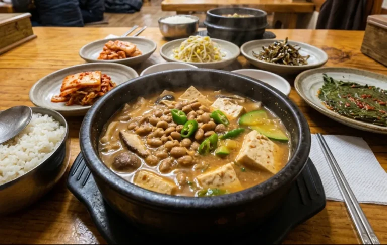 Doenjang jjigae Korean fermented soybean paste soup in a bowl
