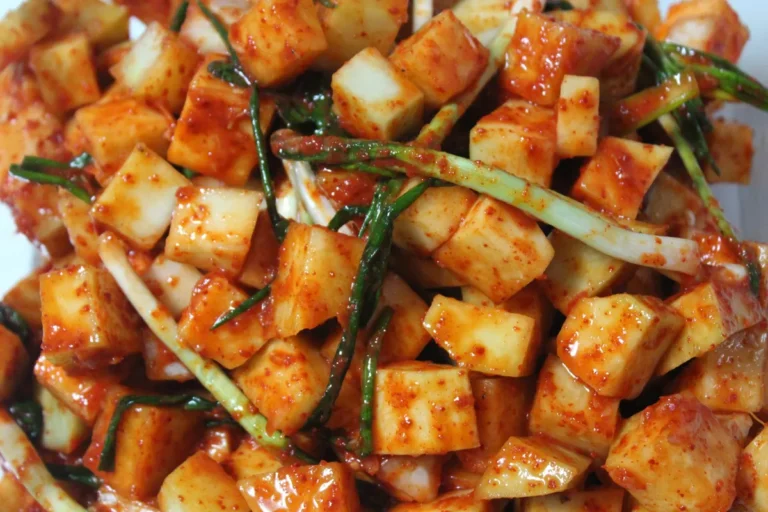 Kkakdugi Korean cubed radish kimchi with perfect crunchy texture