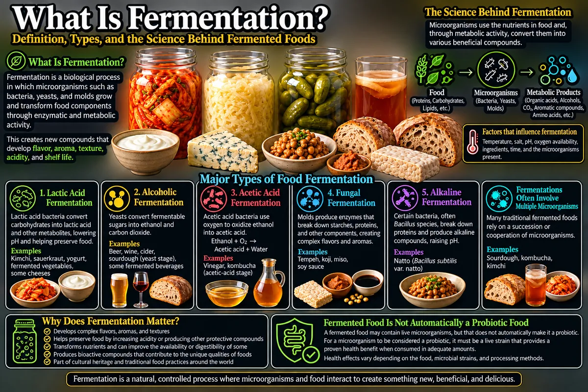 What is fermentation diagram showing types of food fermentation